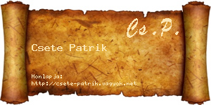 Csete Patrik névjegykártya